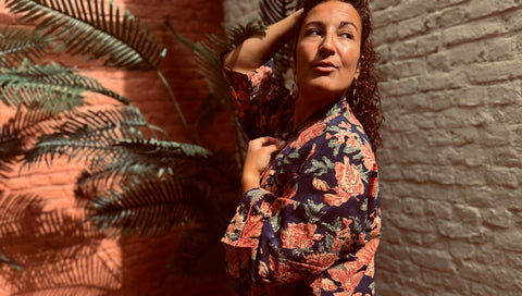Kimono en voile de coton, Block Print, Rani