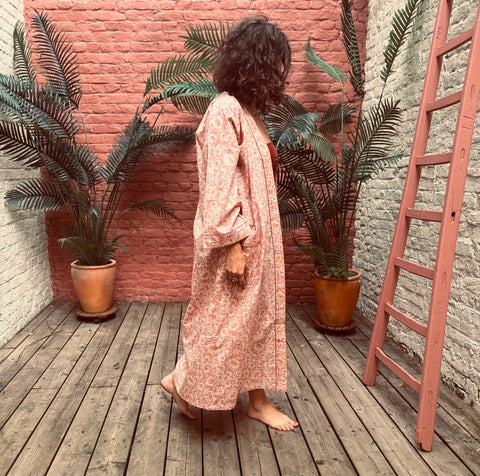 Kimono en voile de coton, Block Print, Kusum