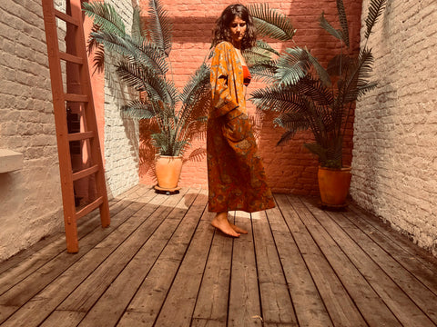 Kimono en voile de coton, Block Print, Surya
