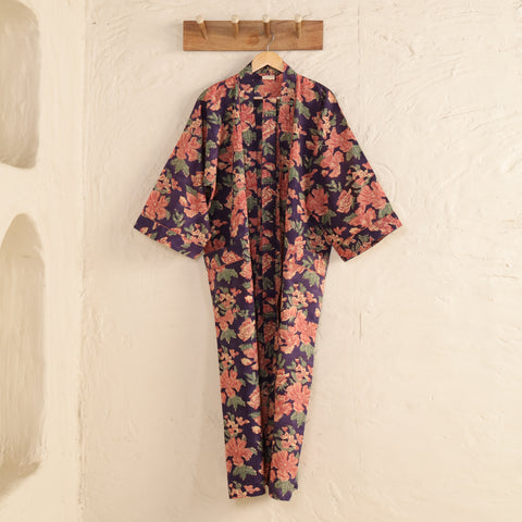 Kimono en voile de coton, Block Print, Rani