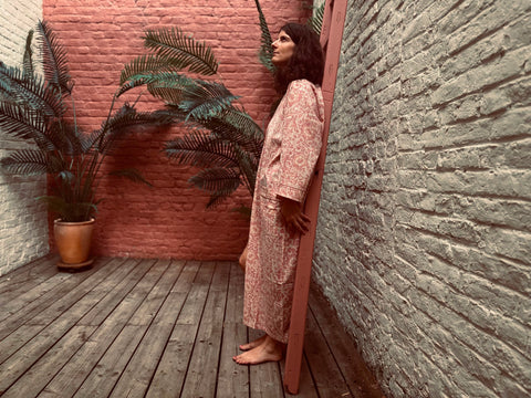 Kimono en voile de coton, Block Print, Kusum