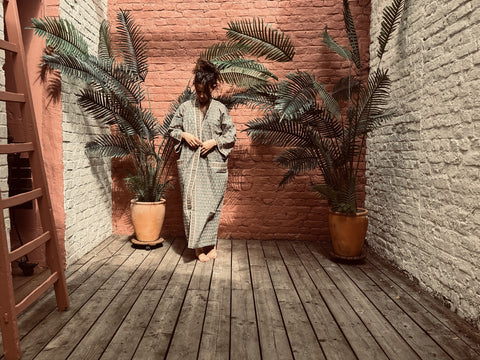 Kimono en voile de coton, block Print, Neela